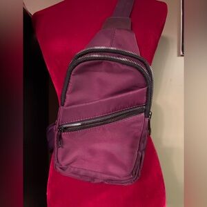 Maroon Sling Bag Crossbody Purse Backpack Burgundy Wine Minimalist Day Pack